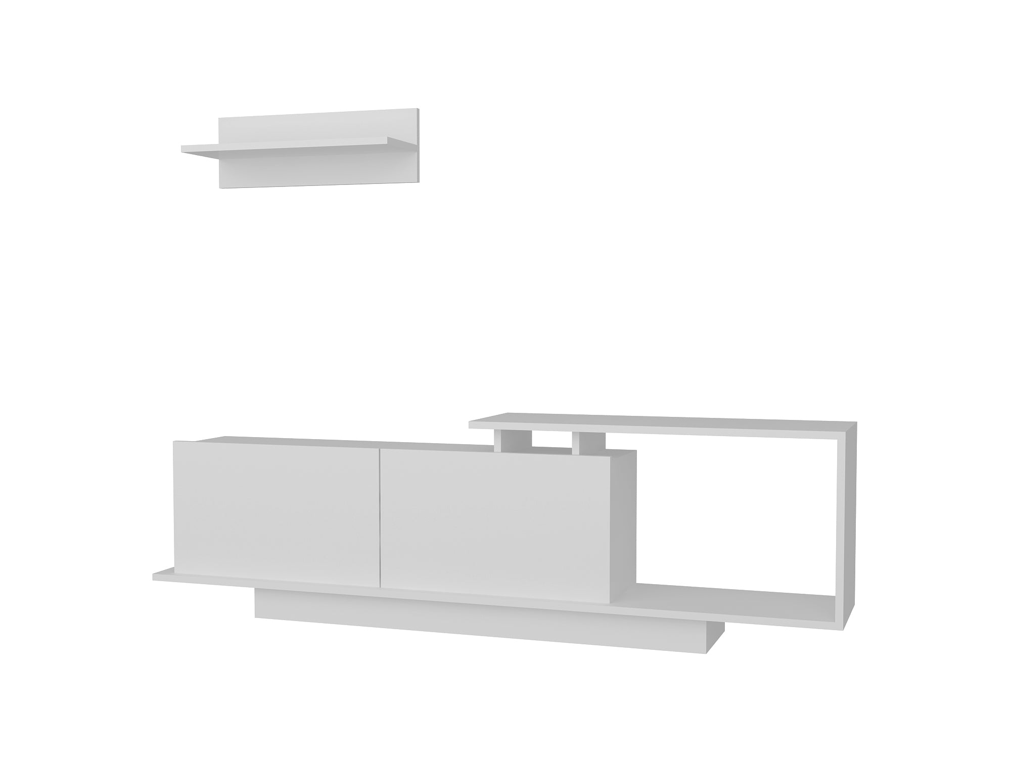 Home Canvas Asos TV Unit with Wall Shelves – White | Modern TV Stand | Upto 75 inch TV
