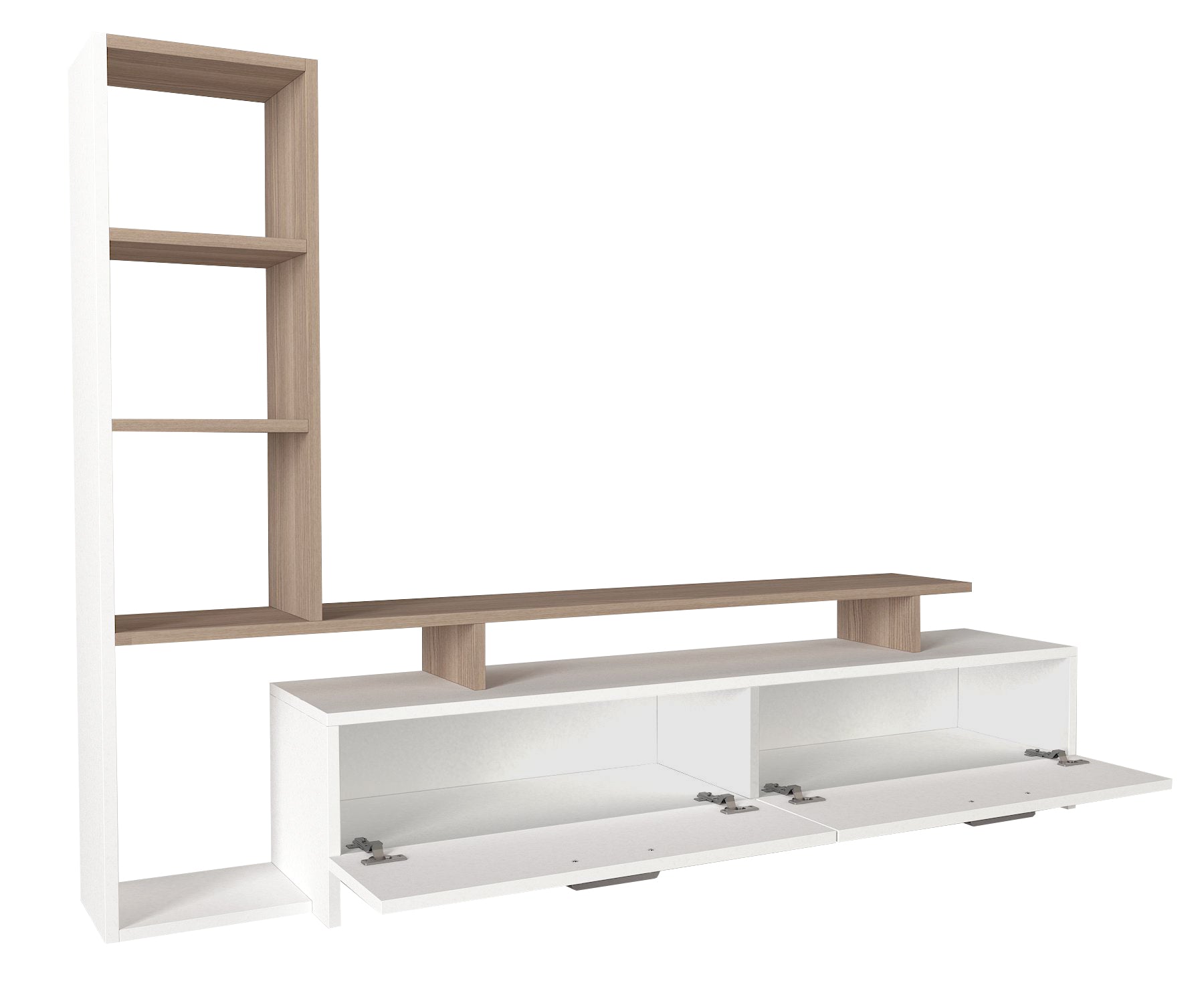 Home Canvas Simal TV Stand – White | TV Cabinet with Open & Closed Storage | Upto 55 inch TV | Upto 55 inch TV