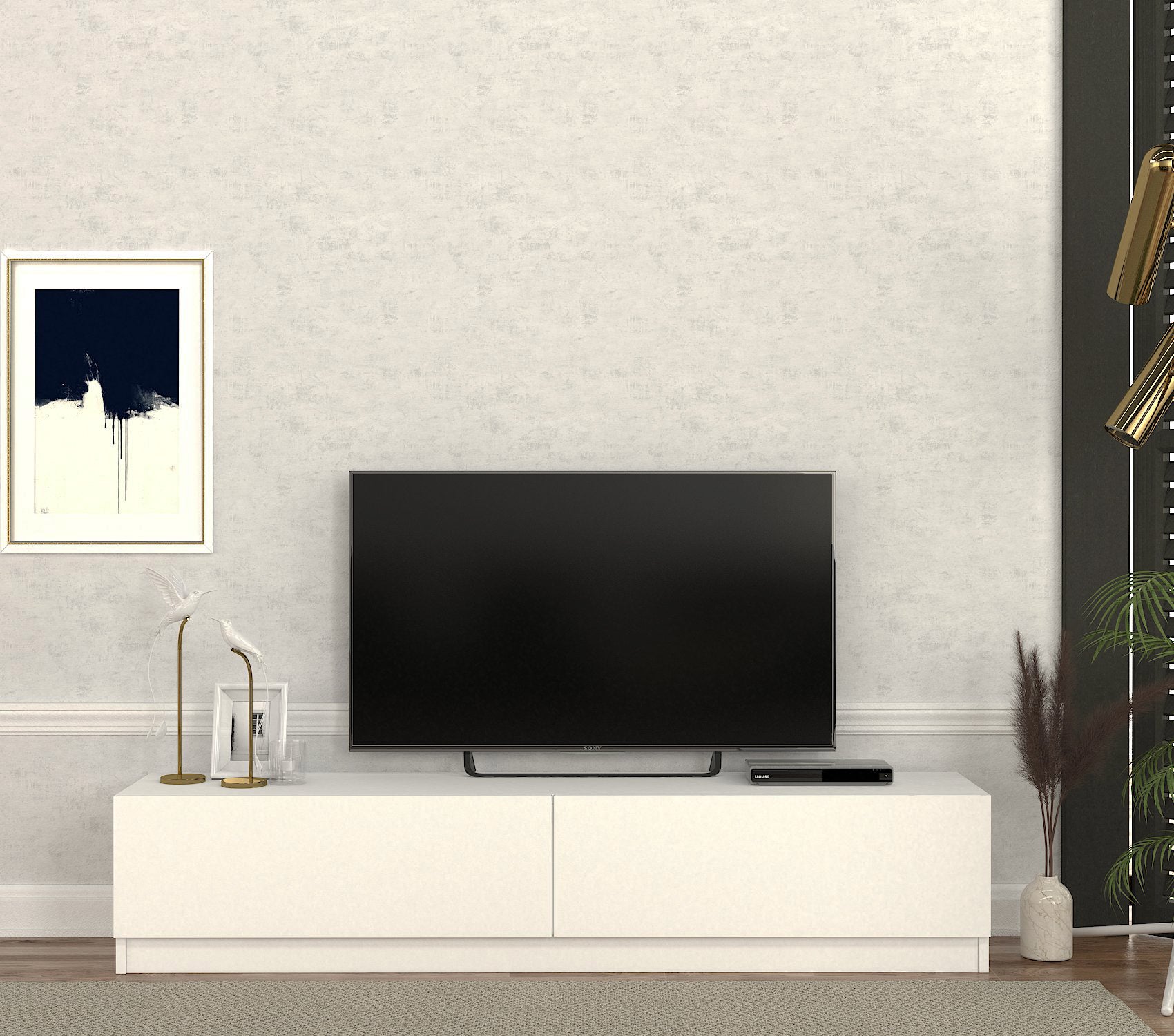 Home Canvas PearlView TV Console – White | Entertainment Unit | Upto 70 inch TV