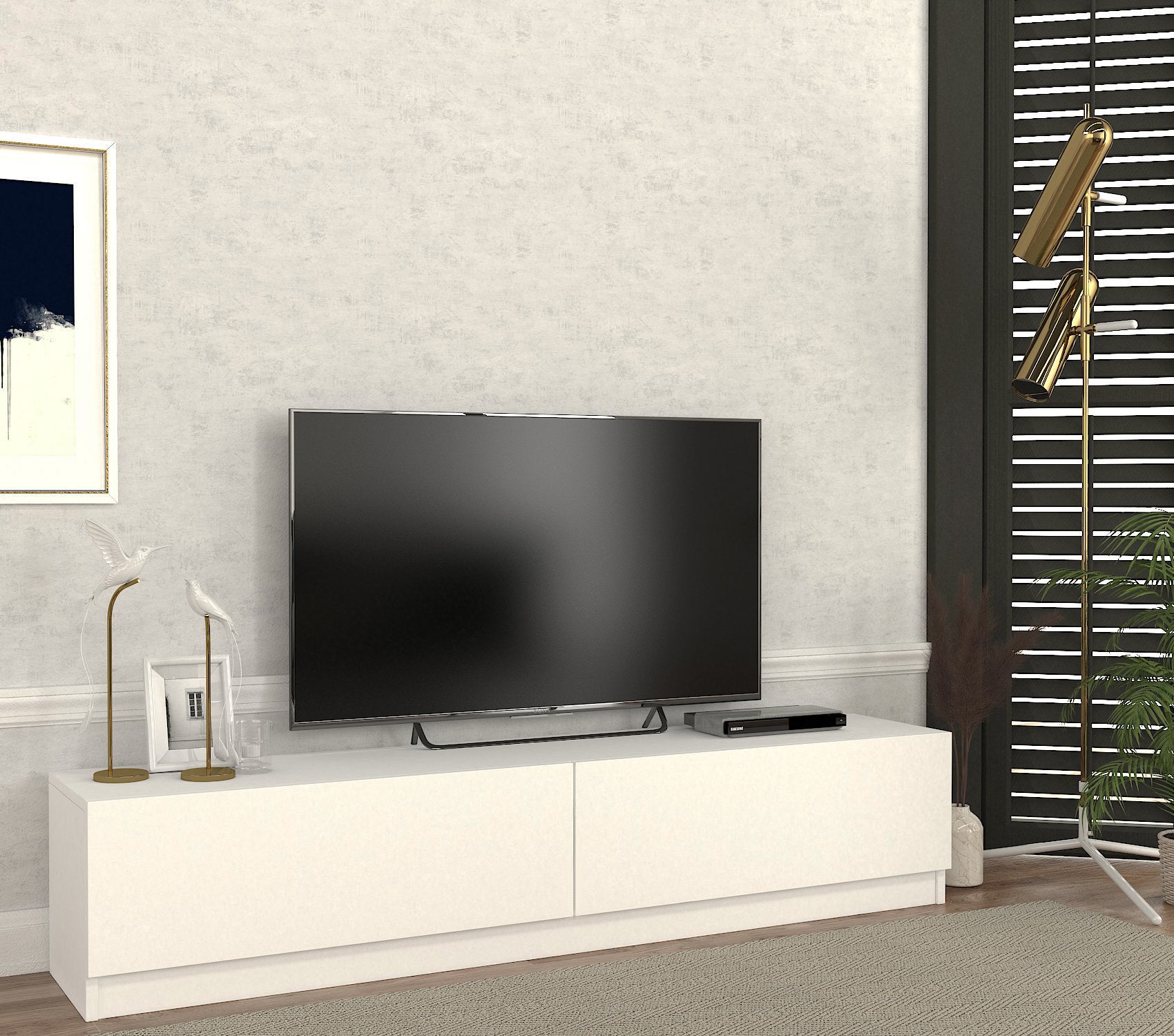 Home Canvas PearlView TV Console – White | Entertainment Unit | Upto 70 inch TV