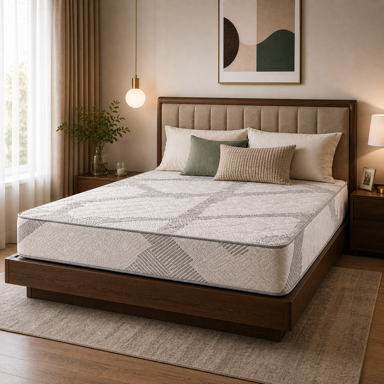 Essential  Bonnell Spring Mattress 20cm thick Reversible with Knitted Fabric Queen 150x200cm