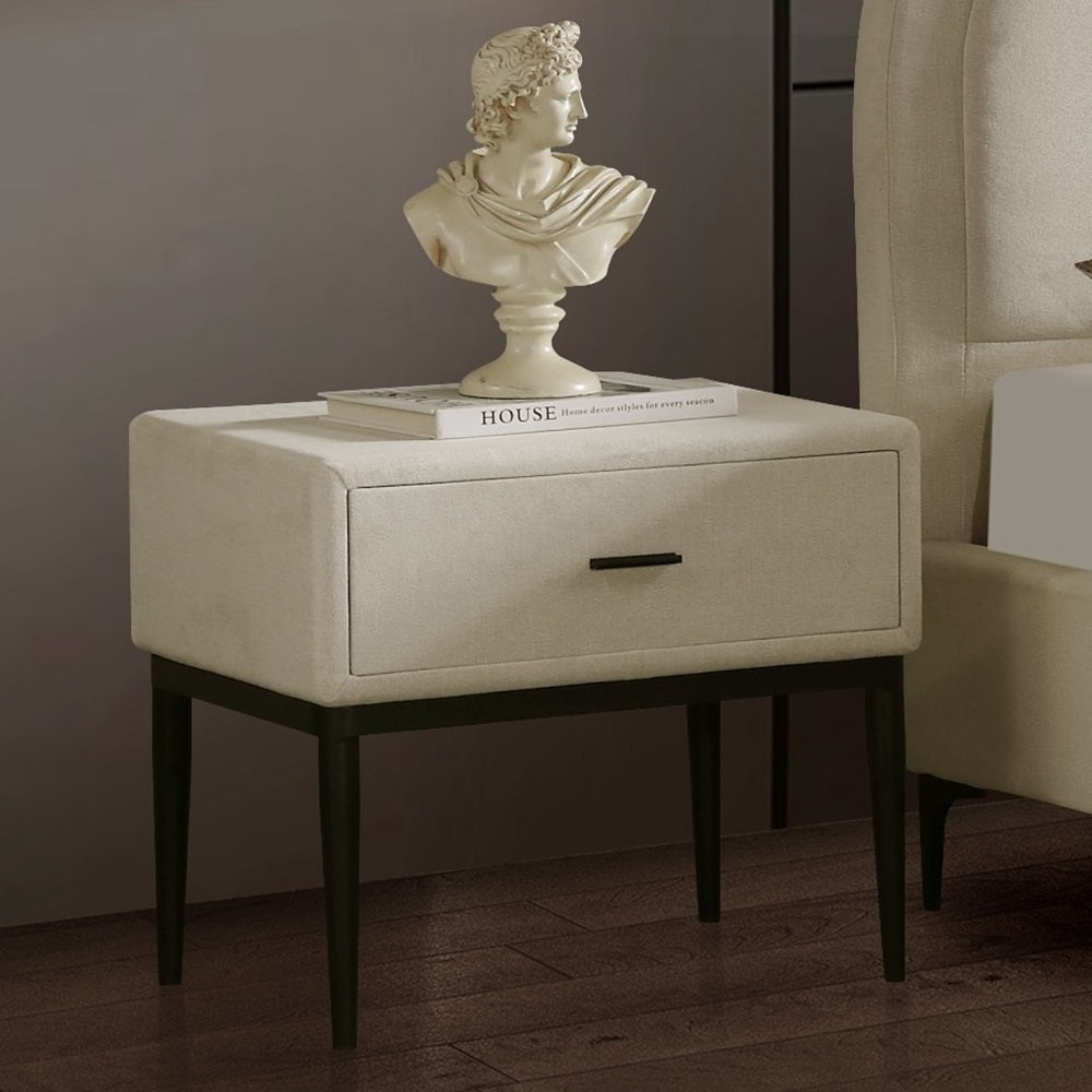 Home Canvas KYOTO Bedside Table with Drawer & Powder-Coated Tapered Legs