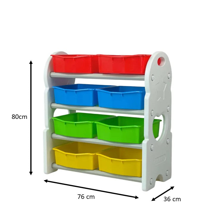 Home Canvas Deluxe Multi-Bin Toy Organizer with Storage Bins | Lightweight Design Toy Storage Box for Kids Play Room - White