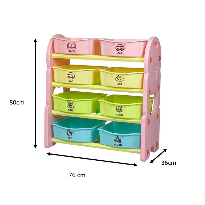 Home Canvas Deluxe Multi-Bin Toy Organizer with Storage Bins | Lightweight Design Toy Storage Box for Kids Play Room - Pink