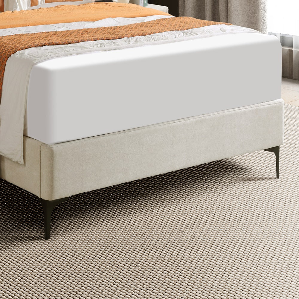 Home Canvas KYOTO Queen Upholstered Bed with Straight-Line Headboard & Metal Feet (160x200)