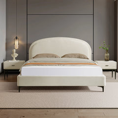 Home Canvas OSAKA Single Upholstered Bed with Curved Headboard & Metal Feet (120x200)