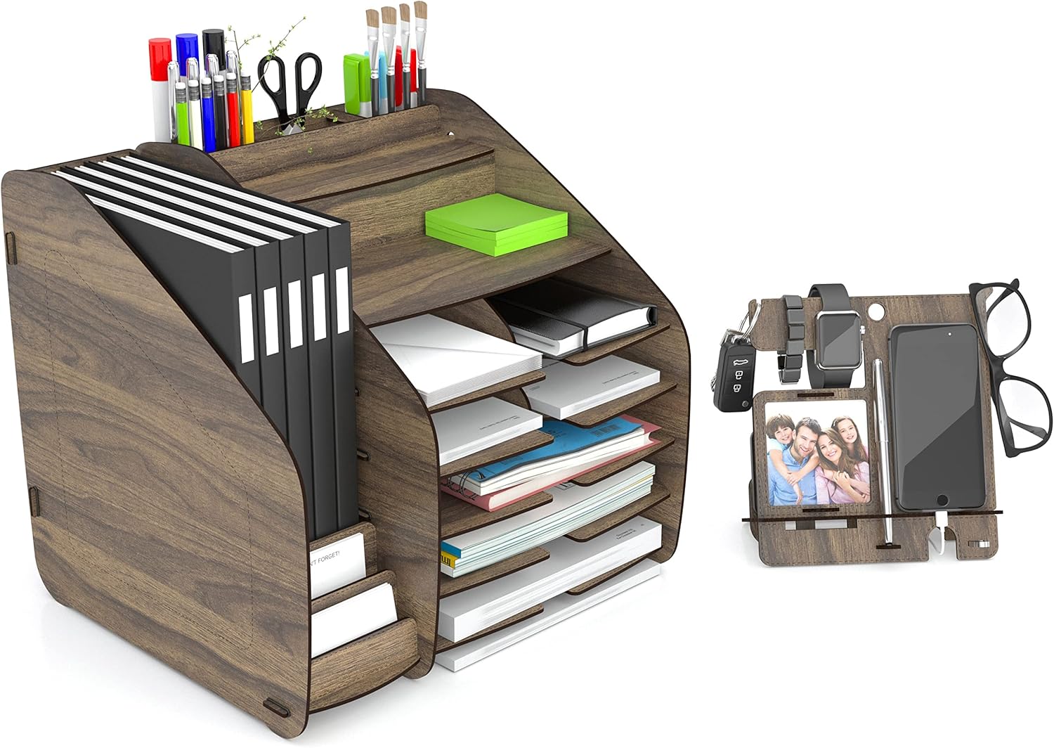 Home Canvas Cosmo Organizer X-Large 33 x 32 x 36 cm – Walnut | Stylish Storage Solution