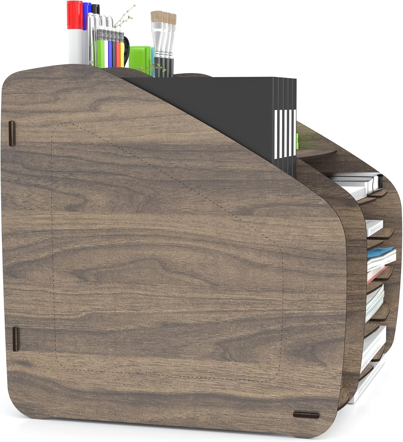 Home Canvas Cosmo Organizer X-Large 33 x 32 x 36 cm – Walnut | Stylish Storage Solution