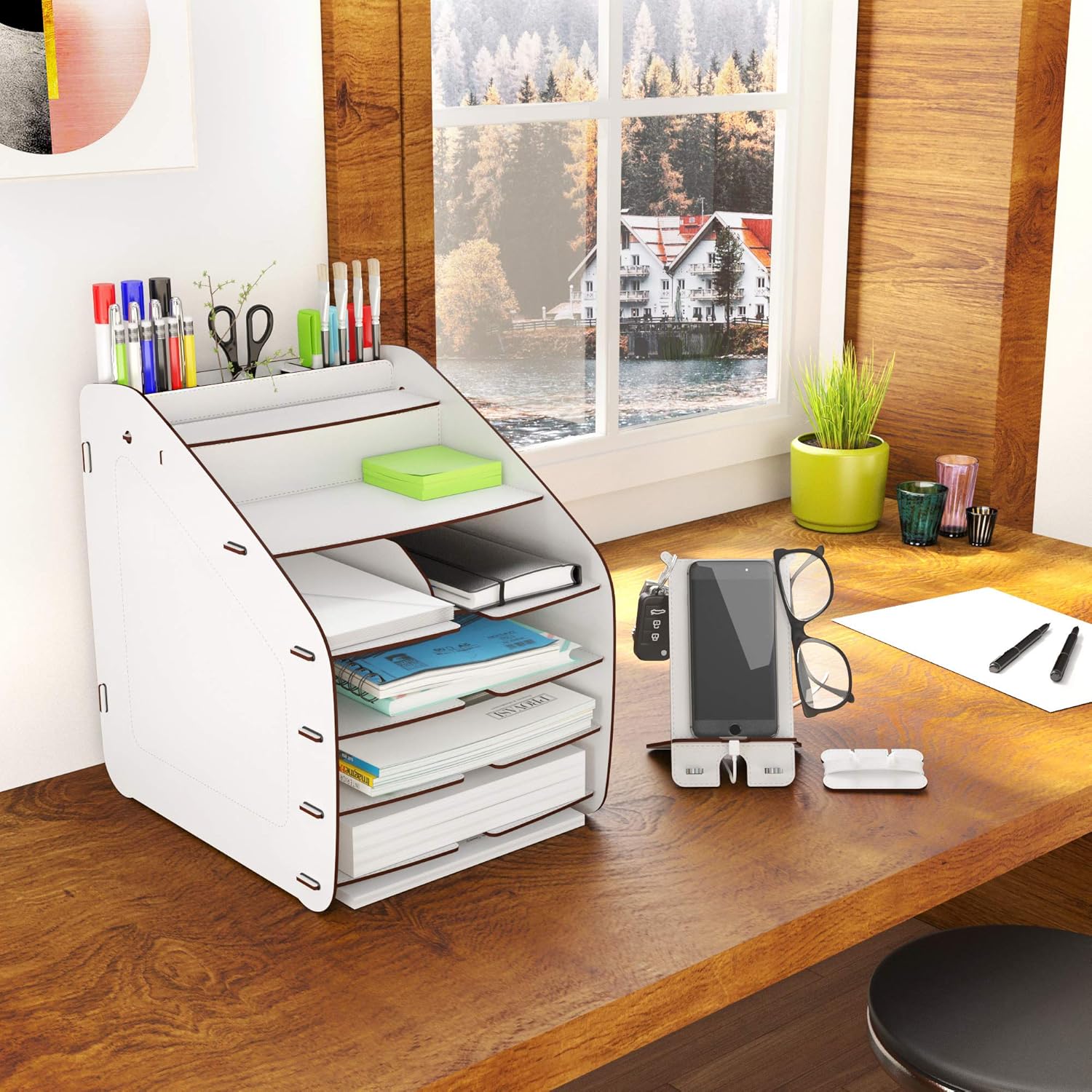 Home Canvas Cosmo Organizer Large 33 x 26 x 32 CM, 2.9kg – White | Stylish Storage Solution
