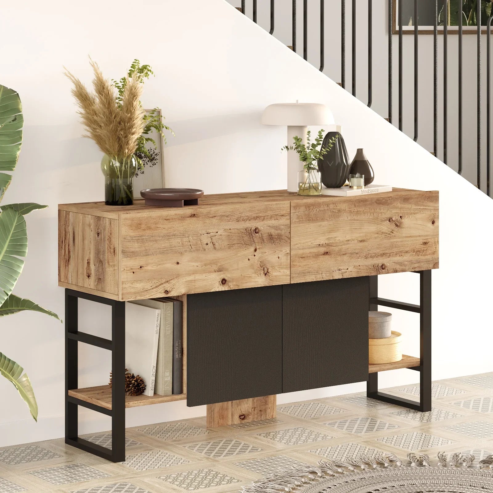 Home Canvas Royal Enter Way table with Storage, Pine