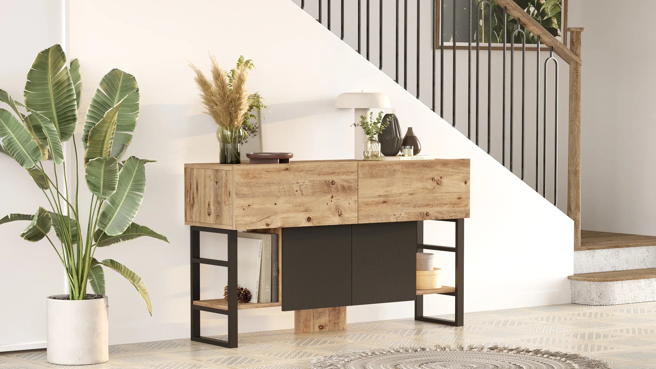 Home Canvas Royal Enter Way table with Storage, Pine