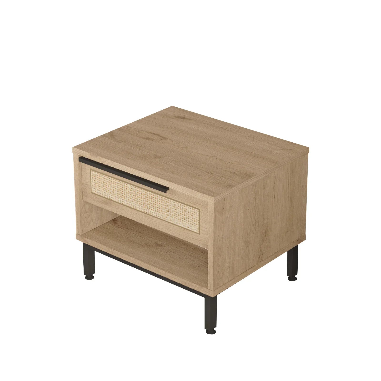 Home Canvas Ocean Bed Side Table with Drawer & Open Shelf