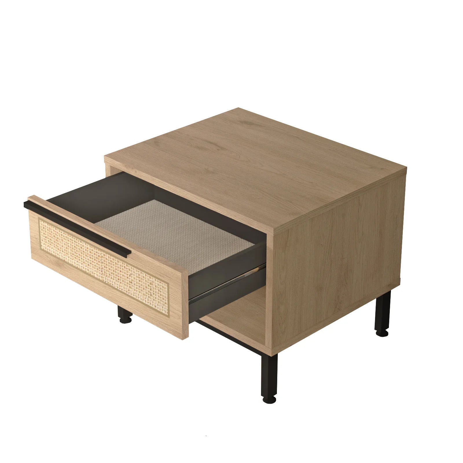 Home Canvas Ocean Bed Side Table with Drawer & Open Shelf