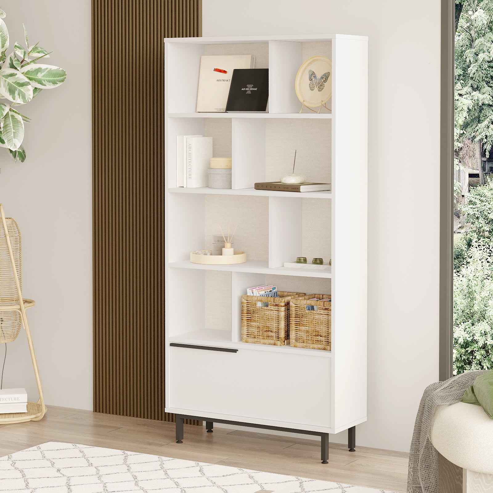 Home Canvas Snowveil BookShelf |Storage Cabinet, White