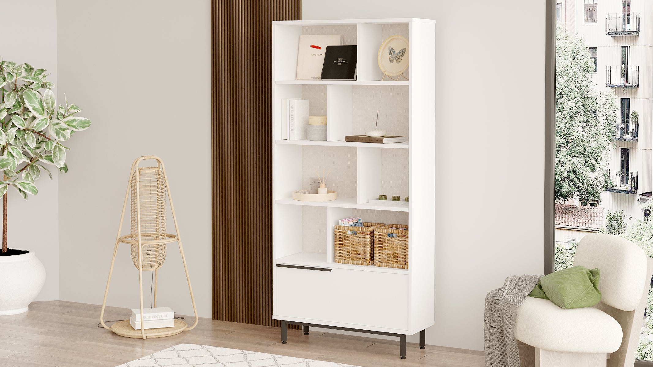 Home Canvas Snowveil BookShelf |Storage Cabinet, White