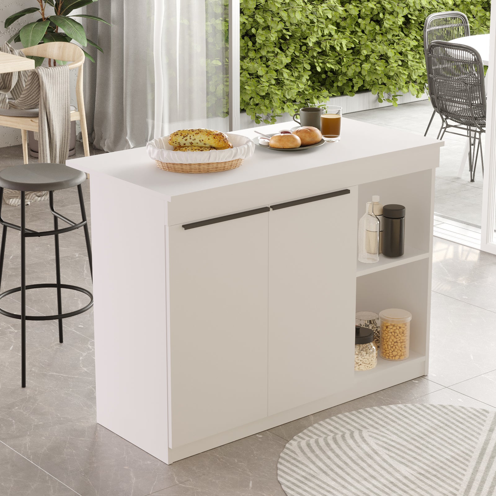 Home Canvas Aurora Kitchen Island, White