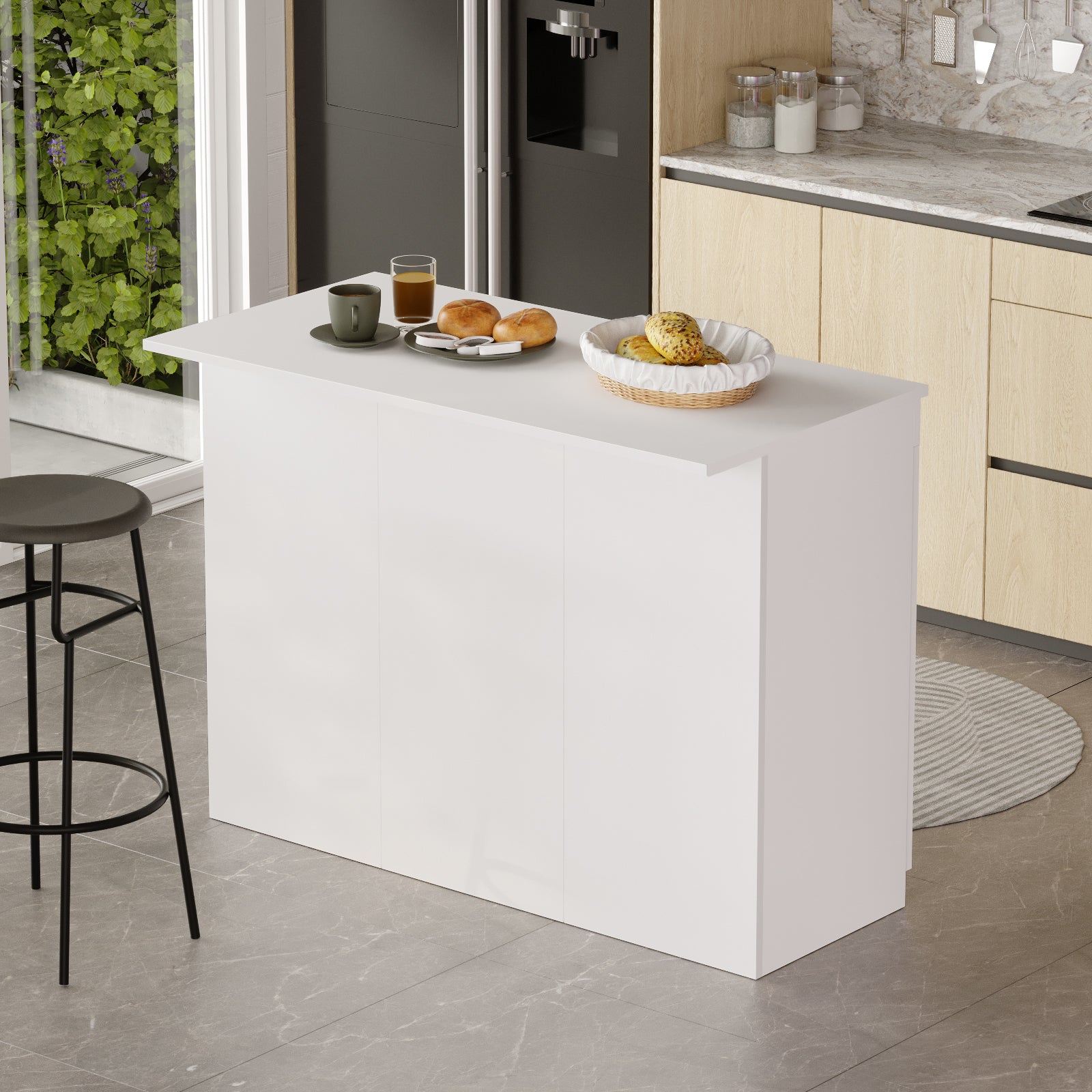 Home Canvas Aurora Kitchen Island, White