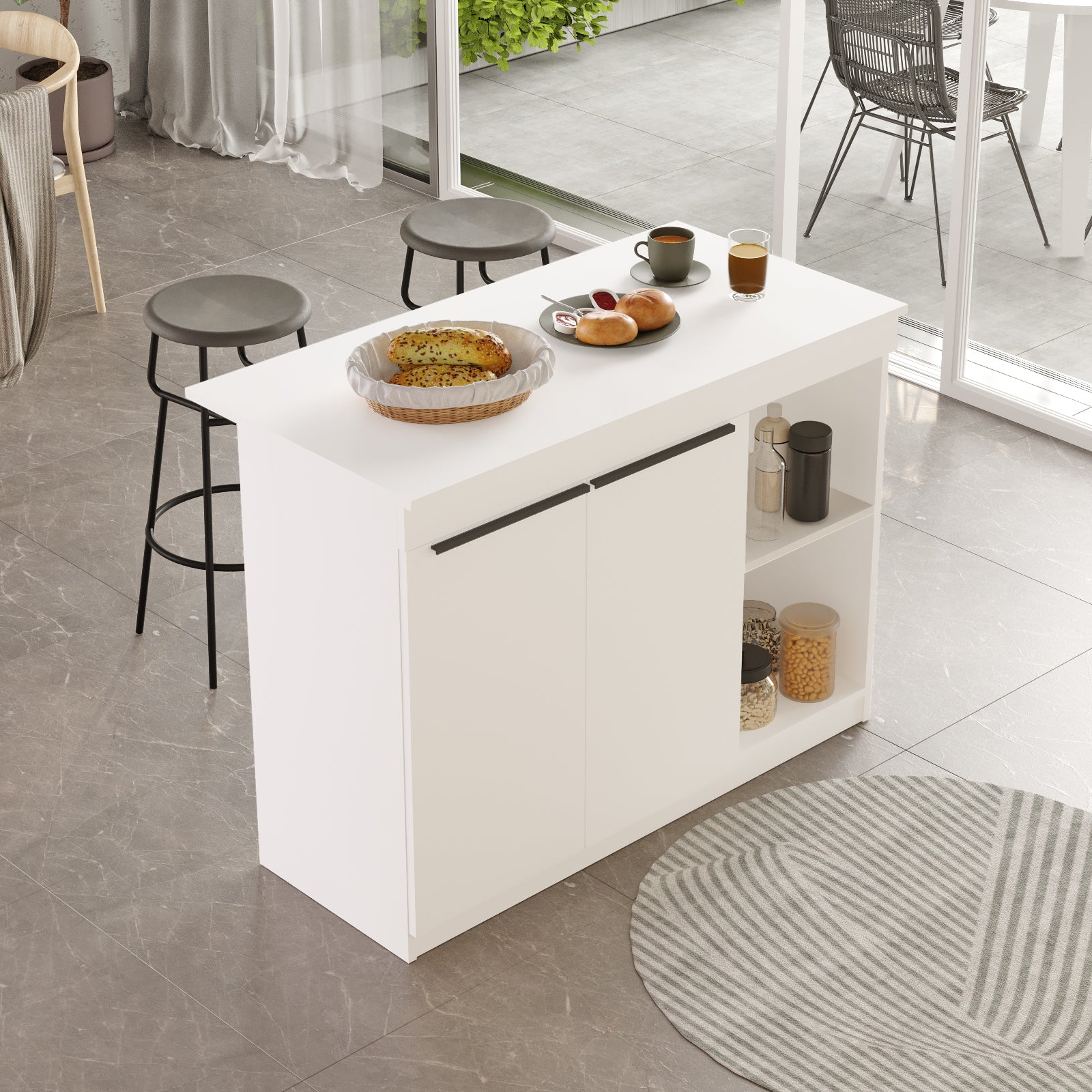 Home Canvas Aurora Kitchen Island, White