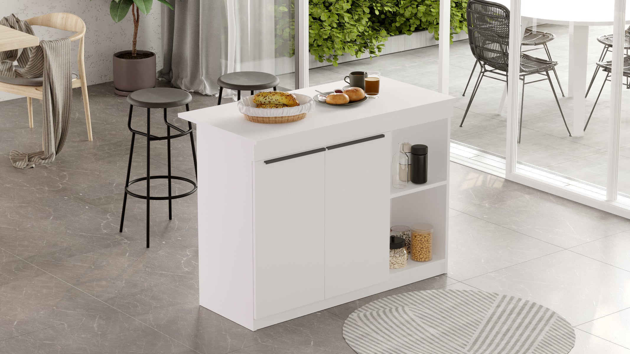 Home Canvas Aurora Kitchen Island, White