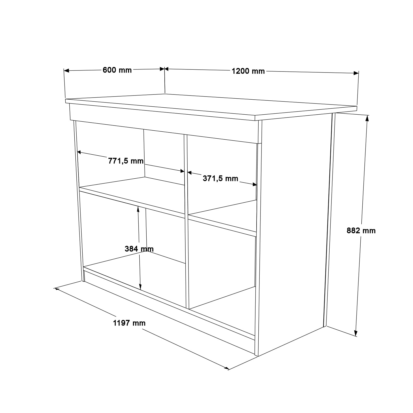 Home Canvas Aurora Kitchen Island, White