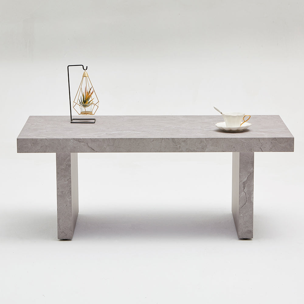 HC Home Canvas Galano Coffee Table Marble Finish Laminated Gray Stone
