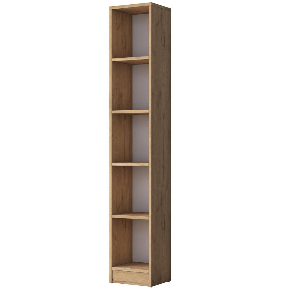 Home Canvas Bookshelf with 5 Shelves Study Room Library Modern Wall Shelf Basket Width 60cm Walnut