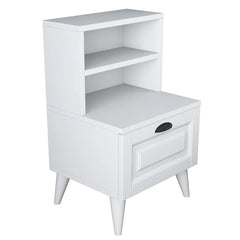 White nightstand with a drawer on a white background