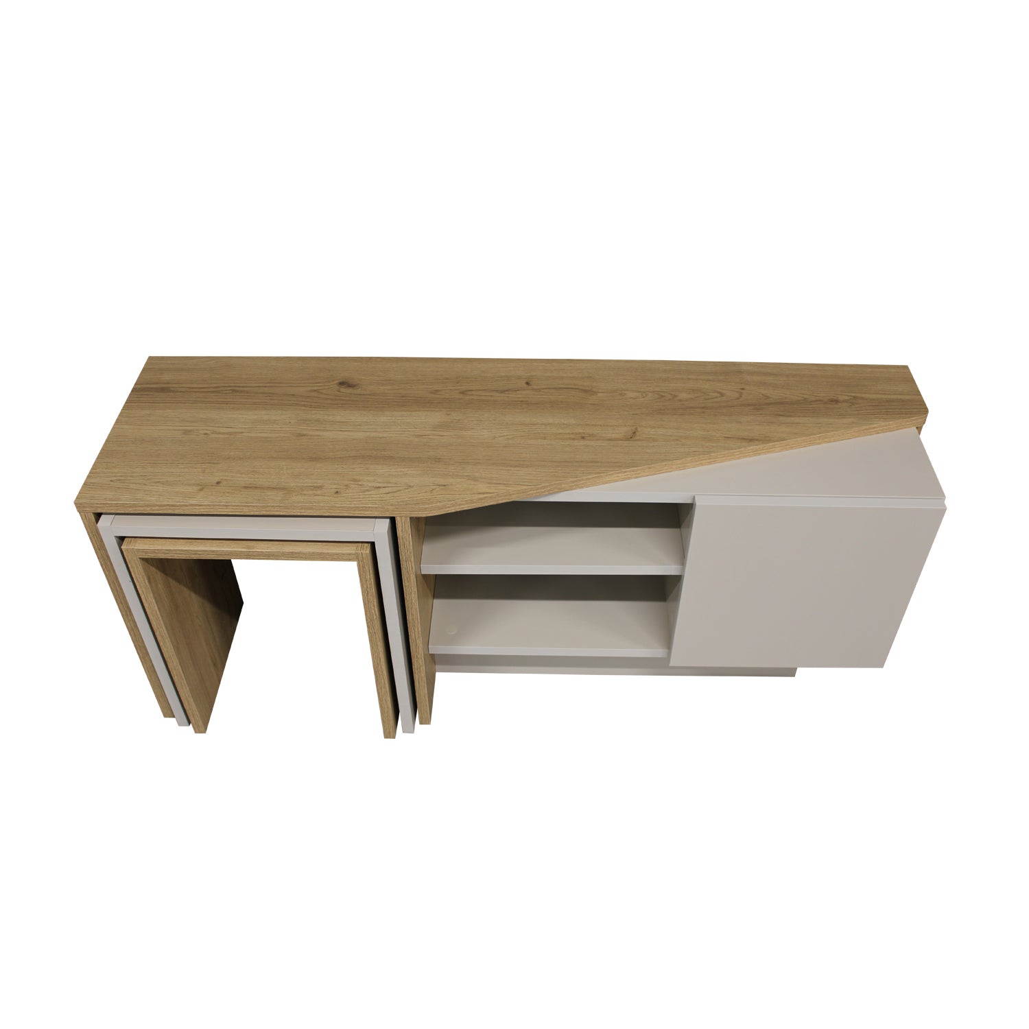 Home Canvas Rodega TV Stand with Nesting Table – Sepet Sandstone Finish | Upto 55 inch TV