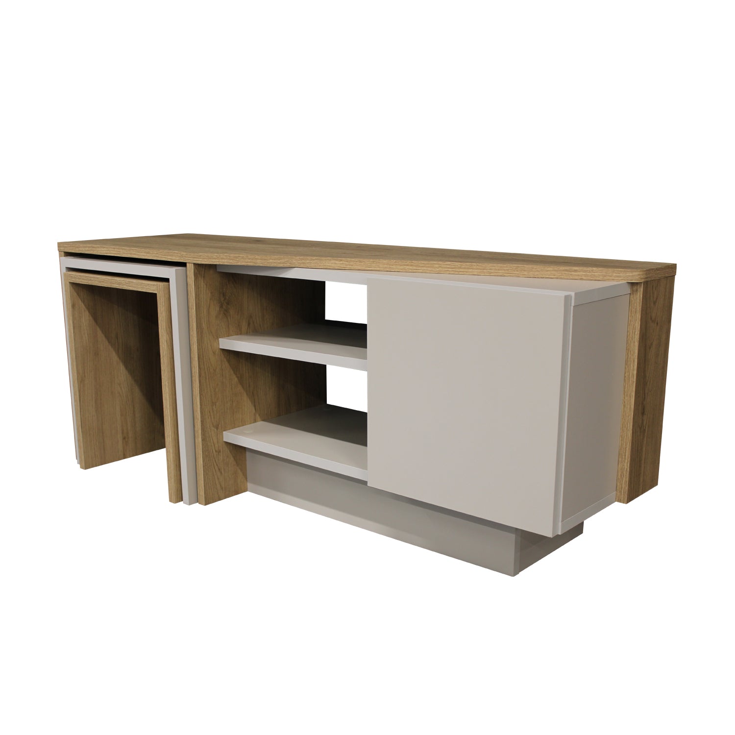 Home Canvas Rodega TV Stand with Nesting Table – Sepet Sandstone Finish | Upto 55 inch TV