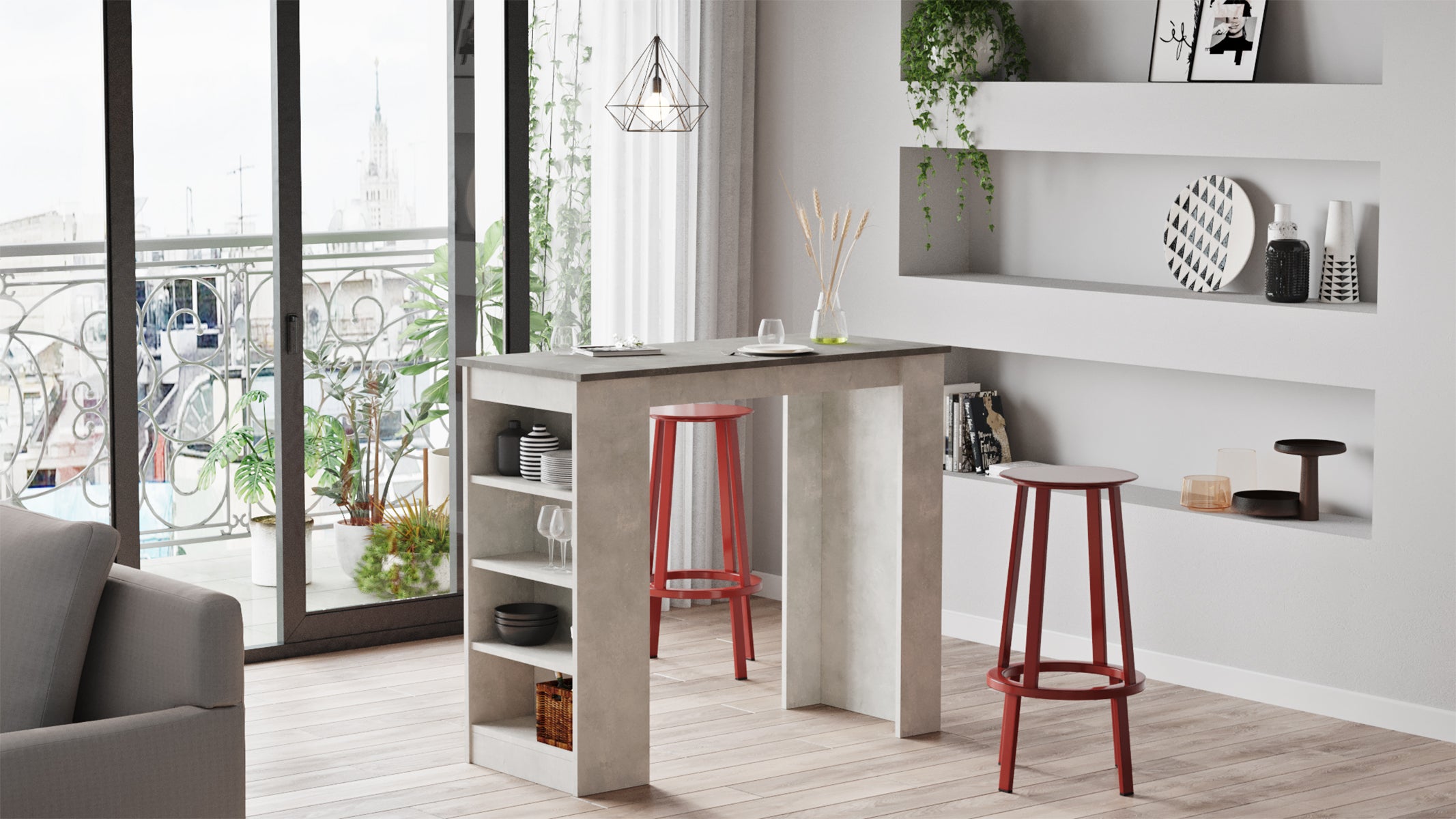 Home Canvas BistroBar Table, Concrete - Stone