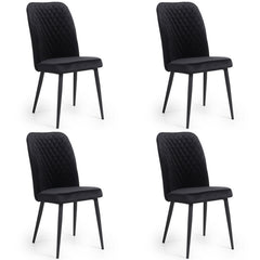 Home Canvas Modern Tufi Dining Room Chairs with Velvet fabric for Living Room | Tufted Armless Kitchen Chairs with Metal Legs Set of 4 - Black