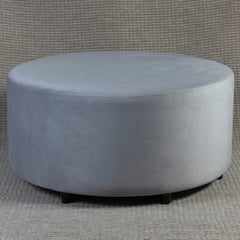 Home Canvas Ellie Pouffe Velvet Fabric 90cm Dia Grey