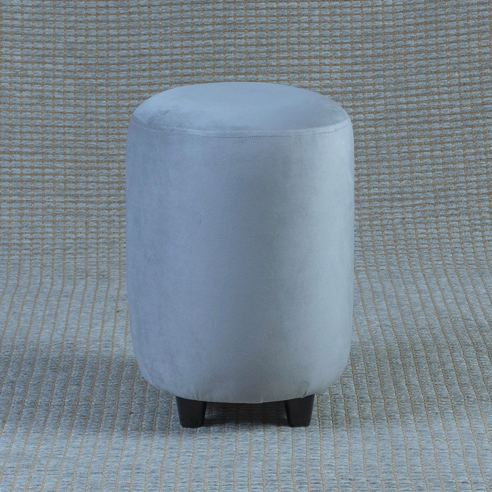 Home Canvas Ellie Pouffe Velvet Fabric 30cm Dia, Grey