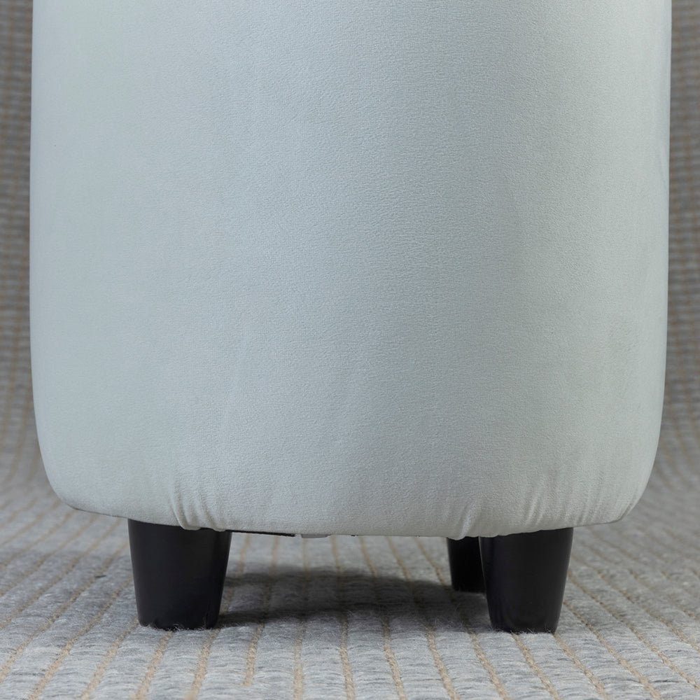 Home Canvas Ellie Pouffe Velvet Fabric 30cm Dia, Beige