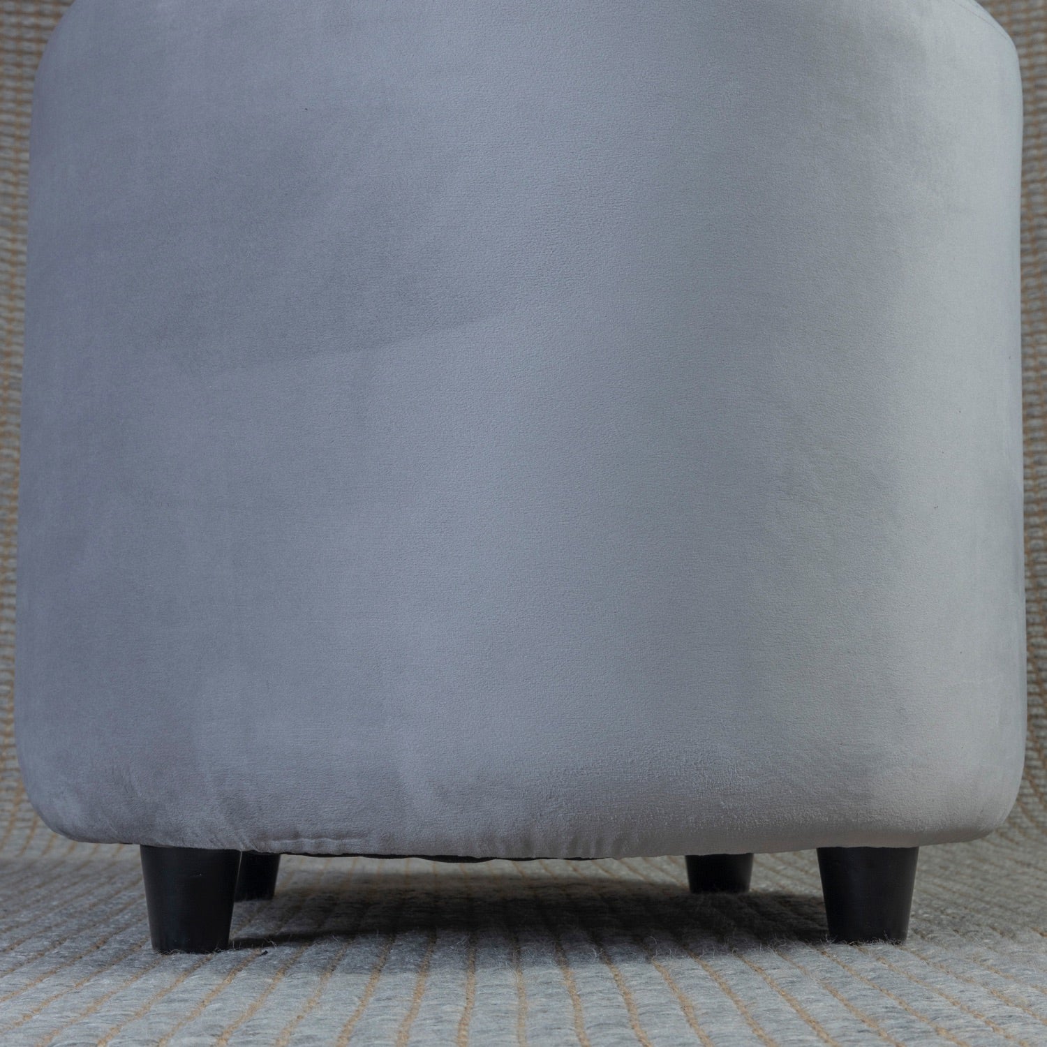 Home Canvas Ellie Pouffe Velvet Fabric 50 cm Dia Grey