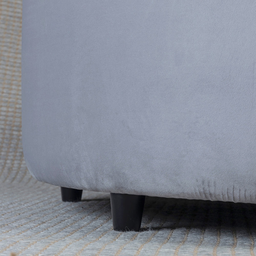 Home Canvas Ellie Pouffe Velvet Fabric 90cm Dia Grey