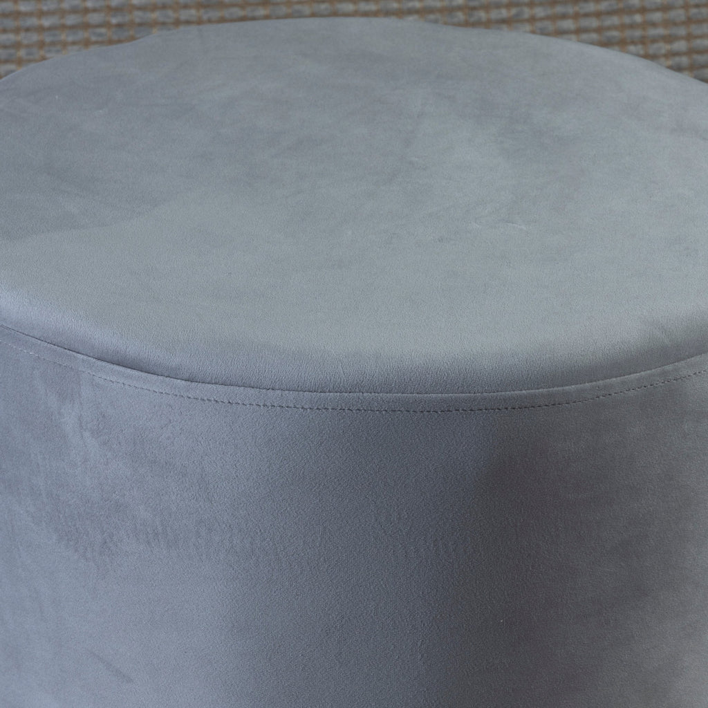 Home Canvas Ellie Pouffe Velvet Fabric 50 cm Dia Grey