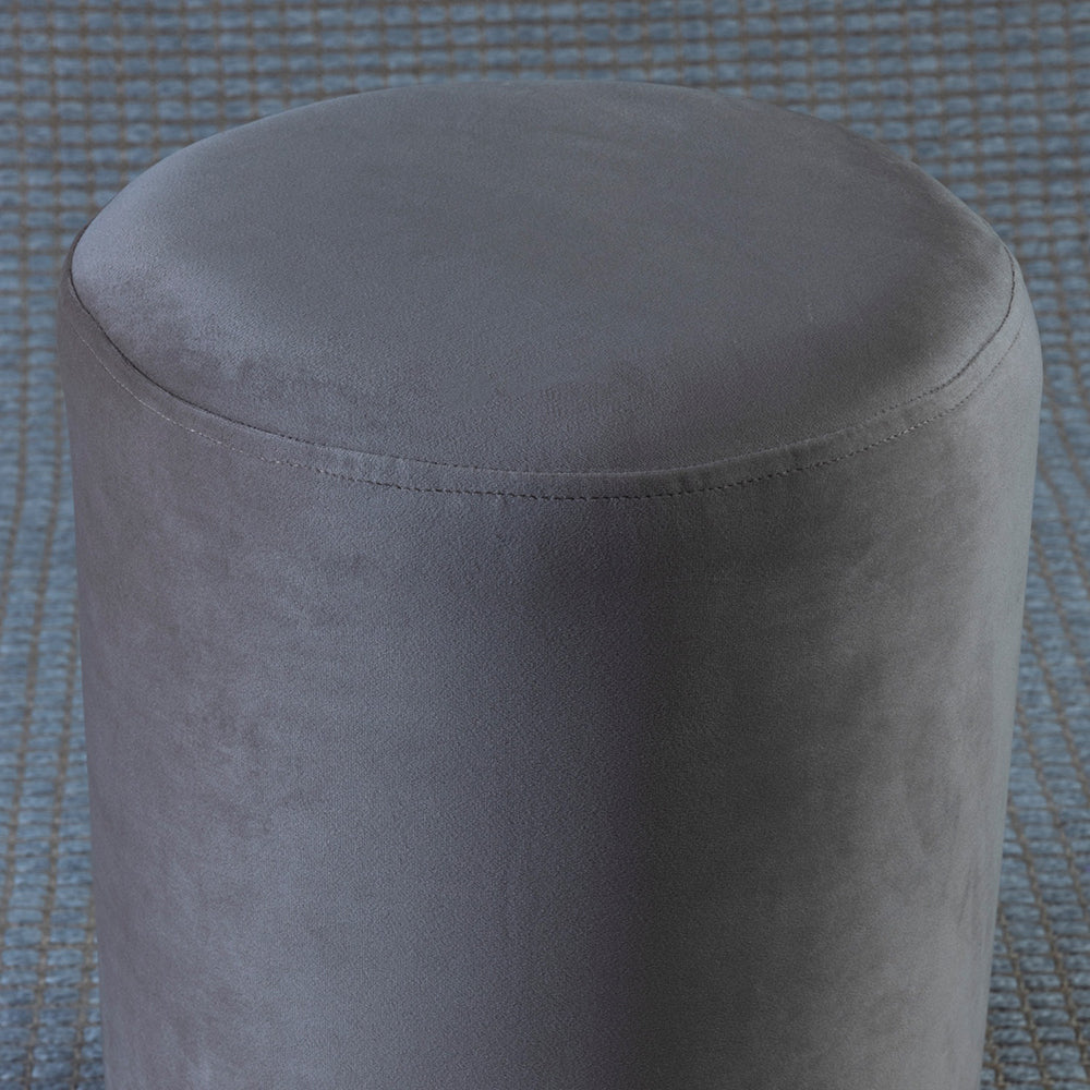 Home Canvas Ellie Pouffe Velvet Fabric 30cm Dia, Grey