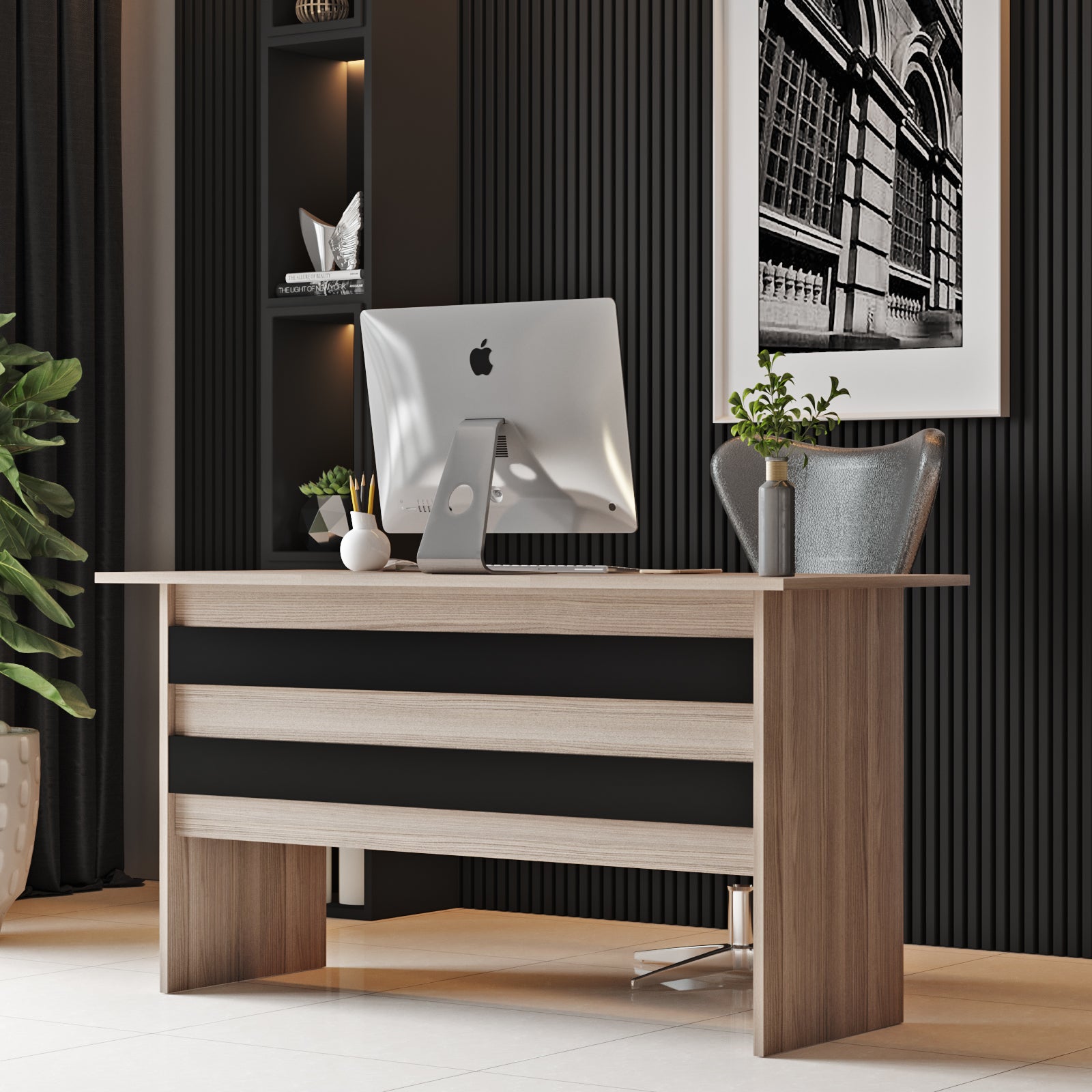 Home Canvas AeroLine Modern Office Desk-Oak