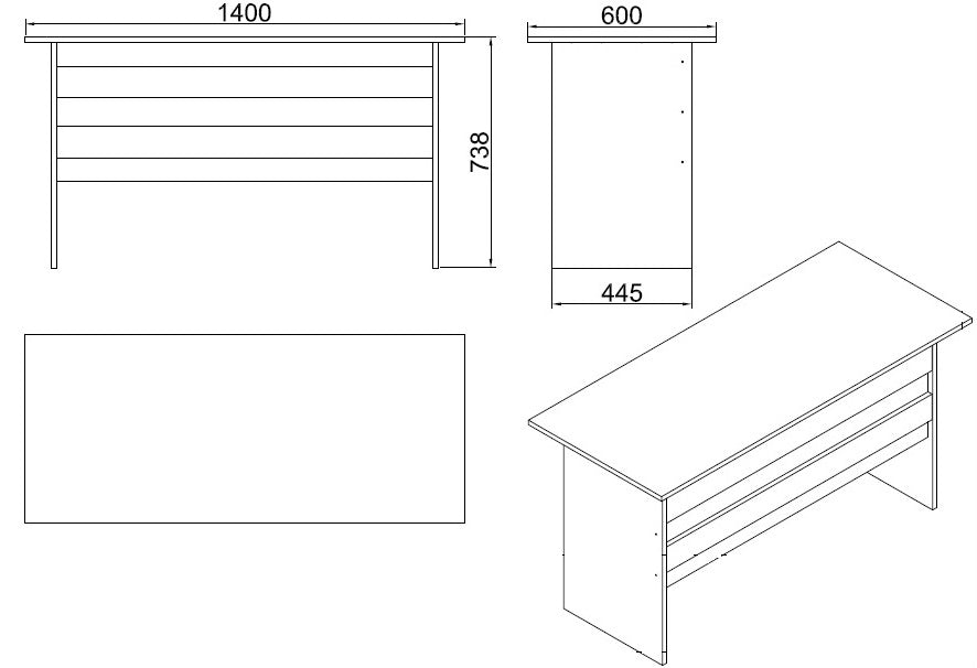 Home Canvas AeroLine Modern Office Desk-Oak