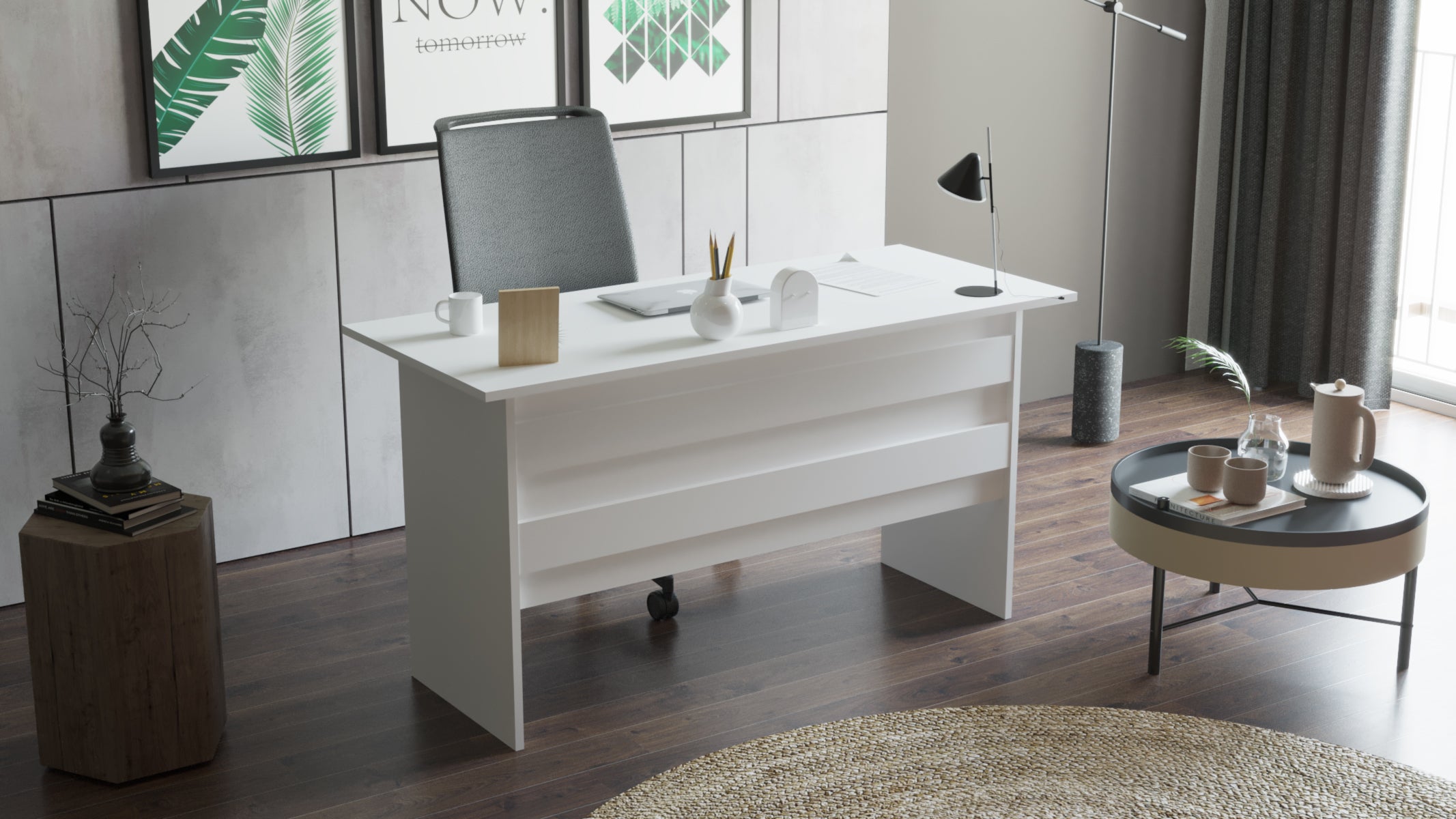 Home Canvas AeroLine Modern Office Desk-White