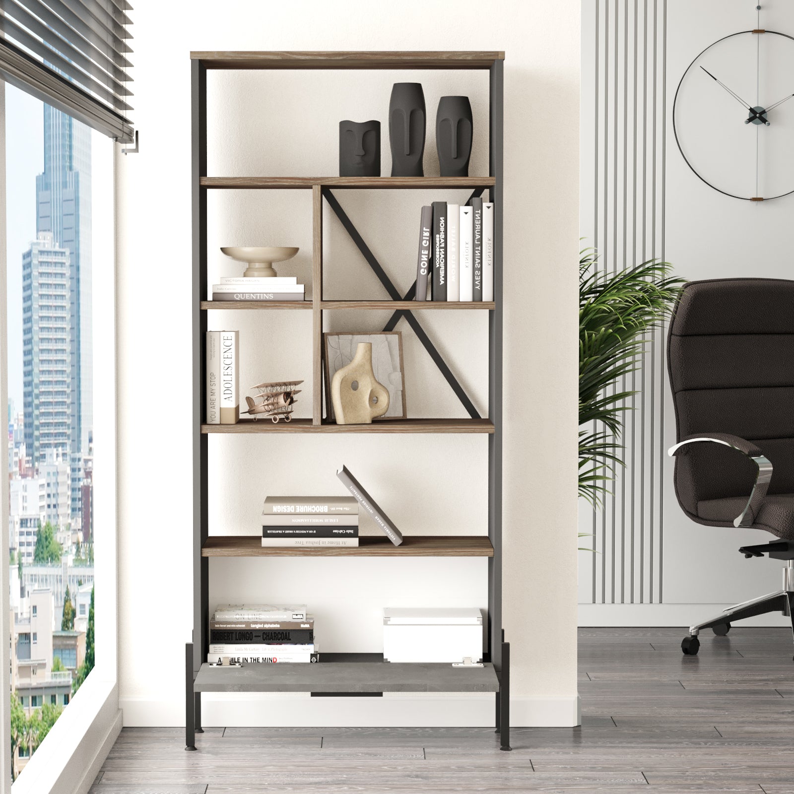 Home Canvas Concretea Bookshelf, Cura - Concrete - Anthracite