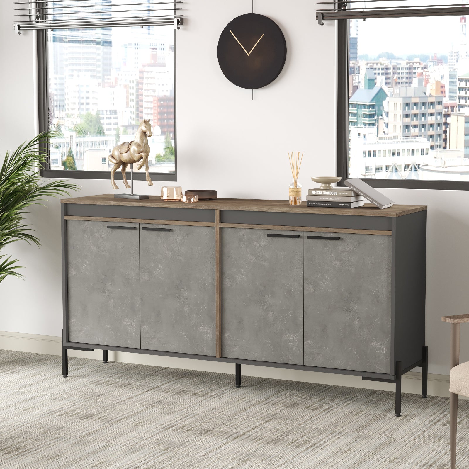 Home Canvas Concretea Office Cabinet,  Cura Concrete - Anthracite