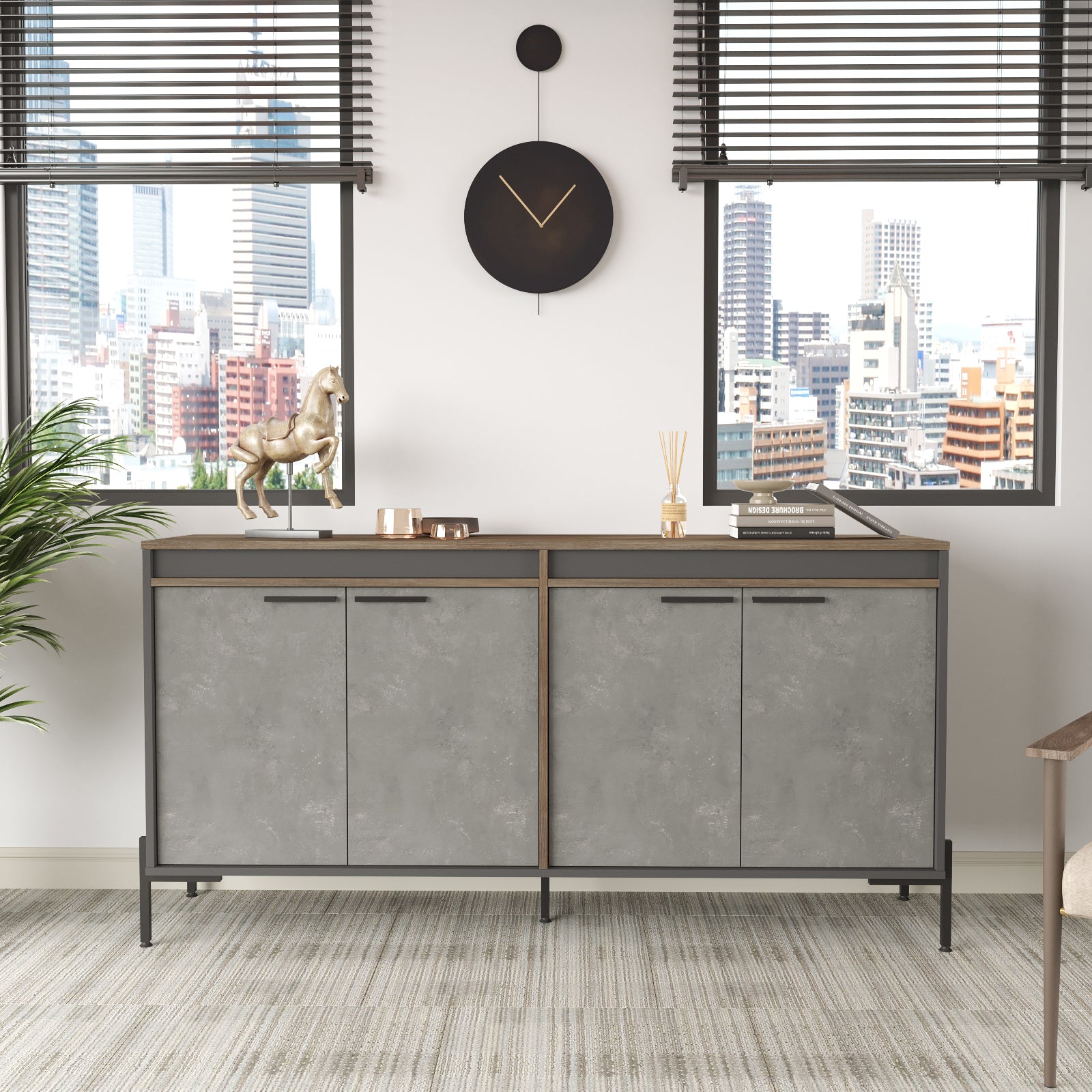Home Canvas Concretea Office Cabinet,  Cura Concrete - Anthracite