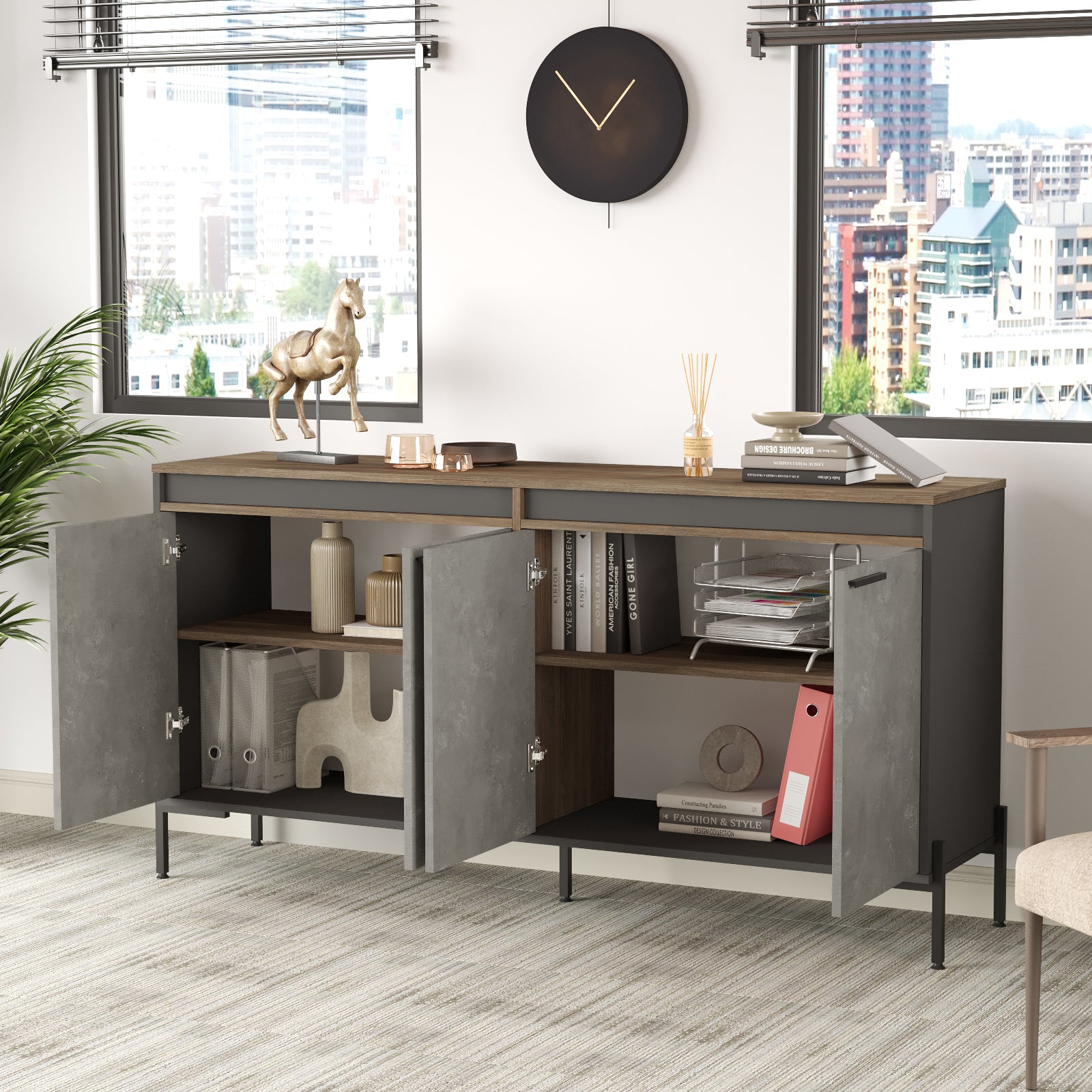 Home Canvas Concretea Office Cabinet,  Cura Concrete - Anthracite