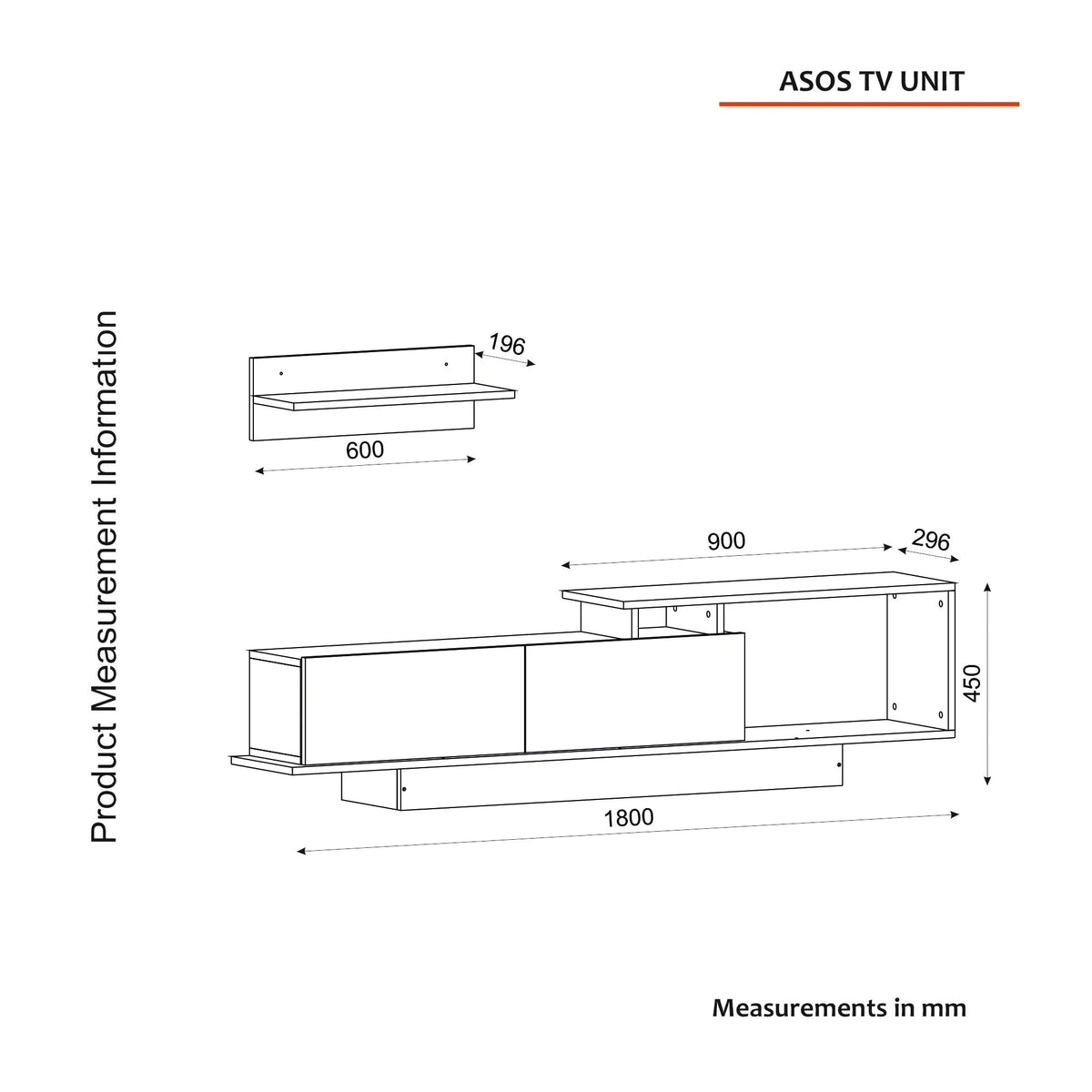 Asos TV Unit dimensions and measurements