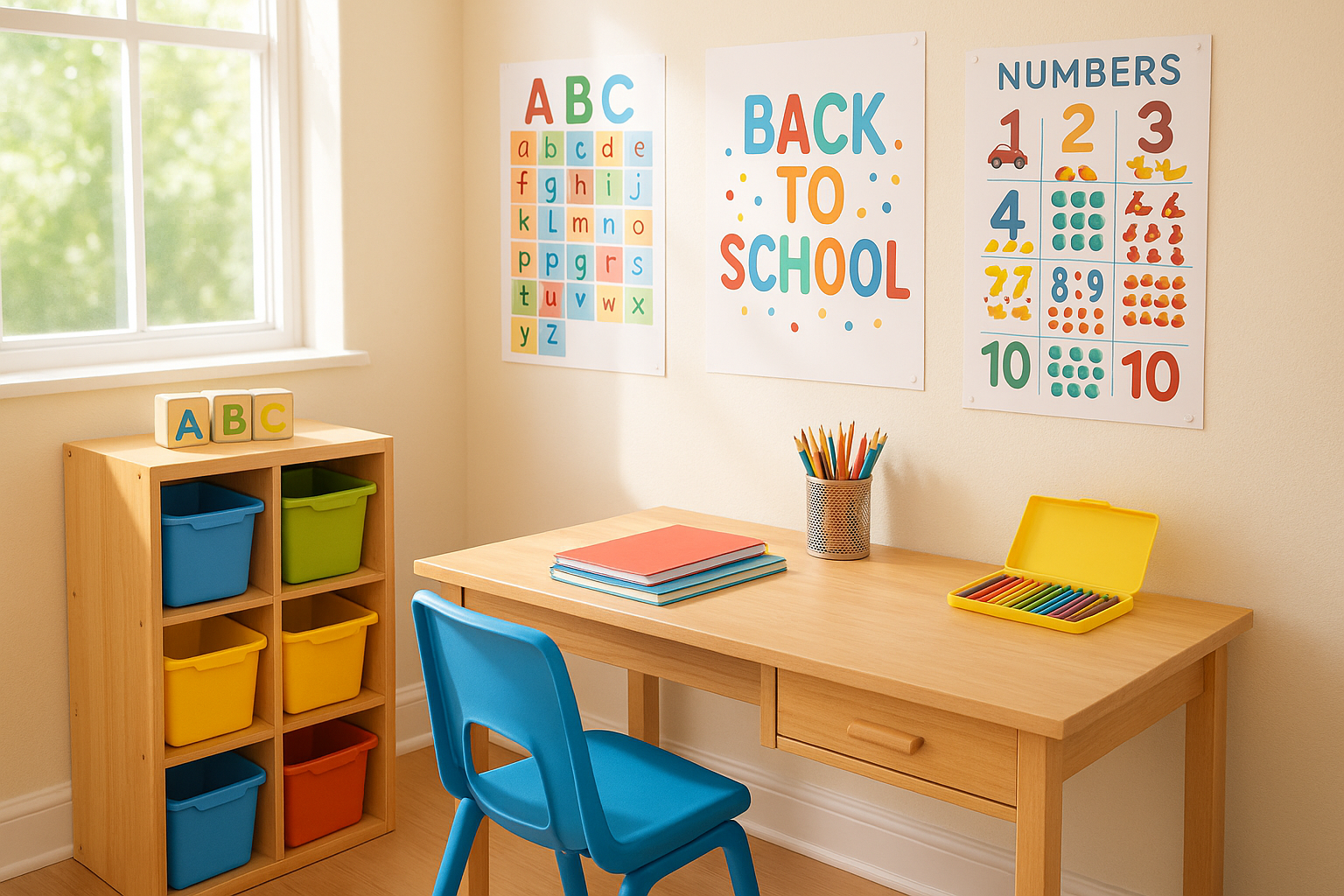 back to school with the toy storage and desk