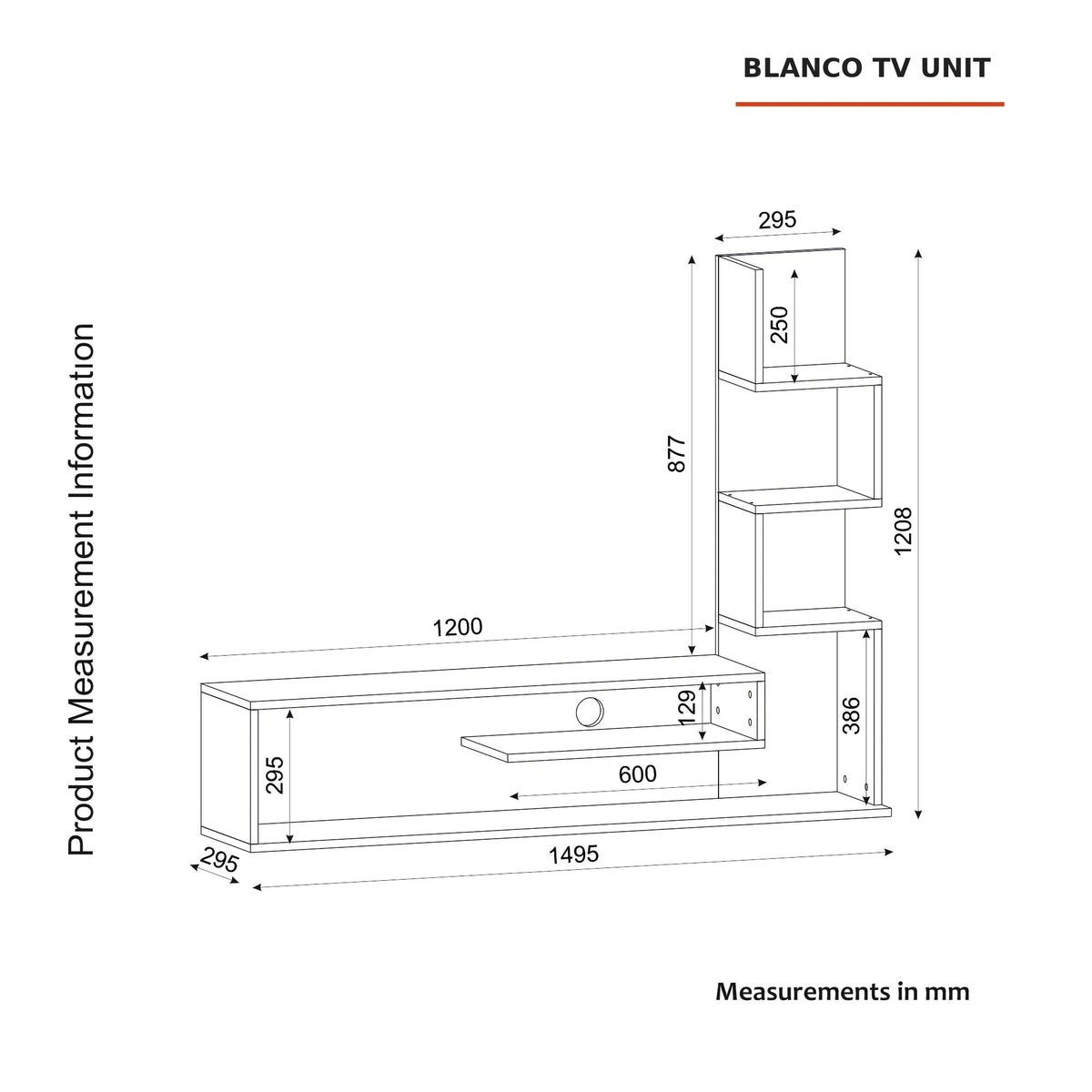 Blanco TV Unit dimensions and measurements