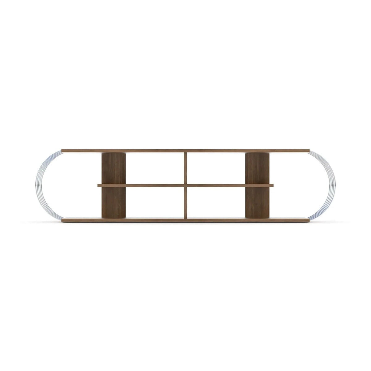 Case TV Unit in walnut and chrome, front product view
