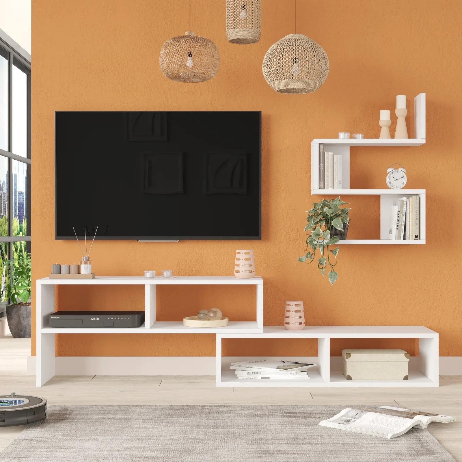 Clouda TV Unit closed in a warm modern interior